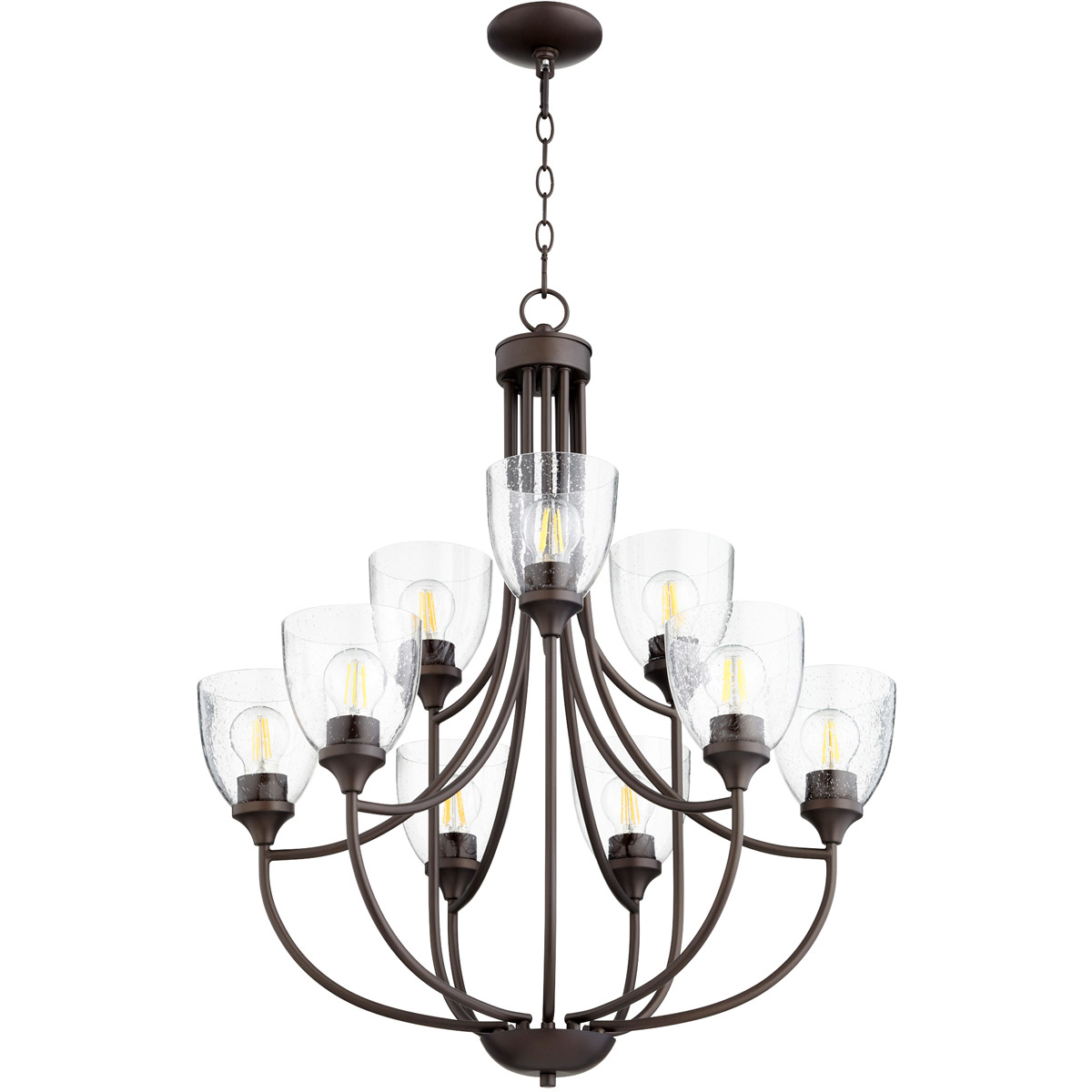 Enclave 9 Light 27 inch Oiled Bronze Chandelier Ceiling Light in Clear Seeded