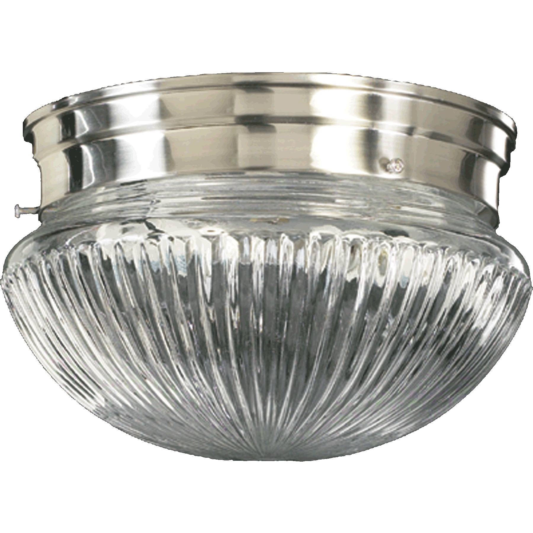 Ribbed Mushroom 2 Light 9.5 inch Satin Nickel Flush Mount Ceiling Light