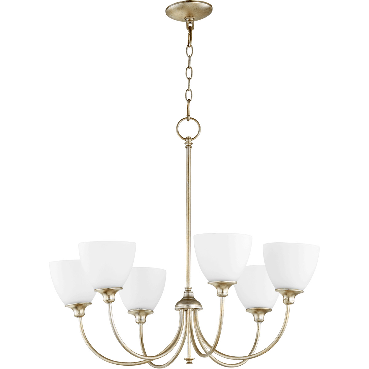 Celeste 6 Light 28 inch Aged Silver Leaf Chandelier Ceiling Light, Satin Opal