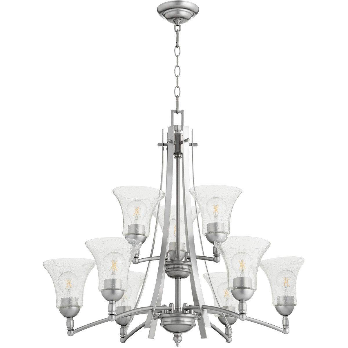 Aspen 9 Light 30 inch Classic Nickel Chandelier Ceiling Light
