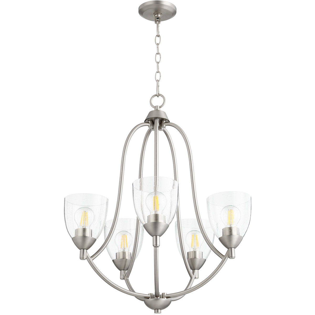 Barkley 5 Light 24 inch Satin Nickel Chandelier Ceiling Light in Clear Seeded