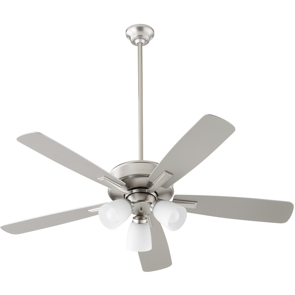 Ovation 52 inch Satin Nickel with Silver/Weathered Gray Blades Ceiling Fan