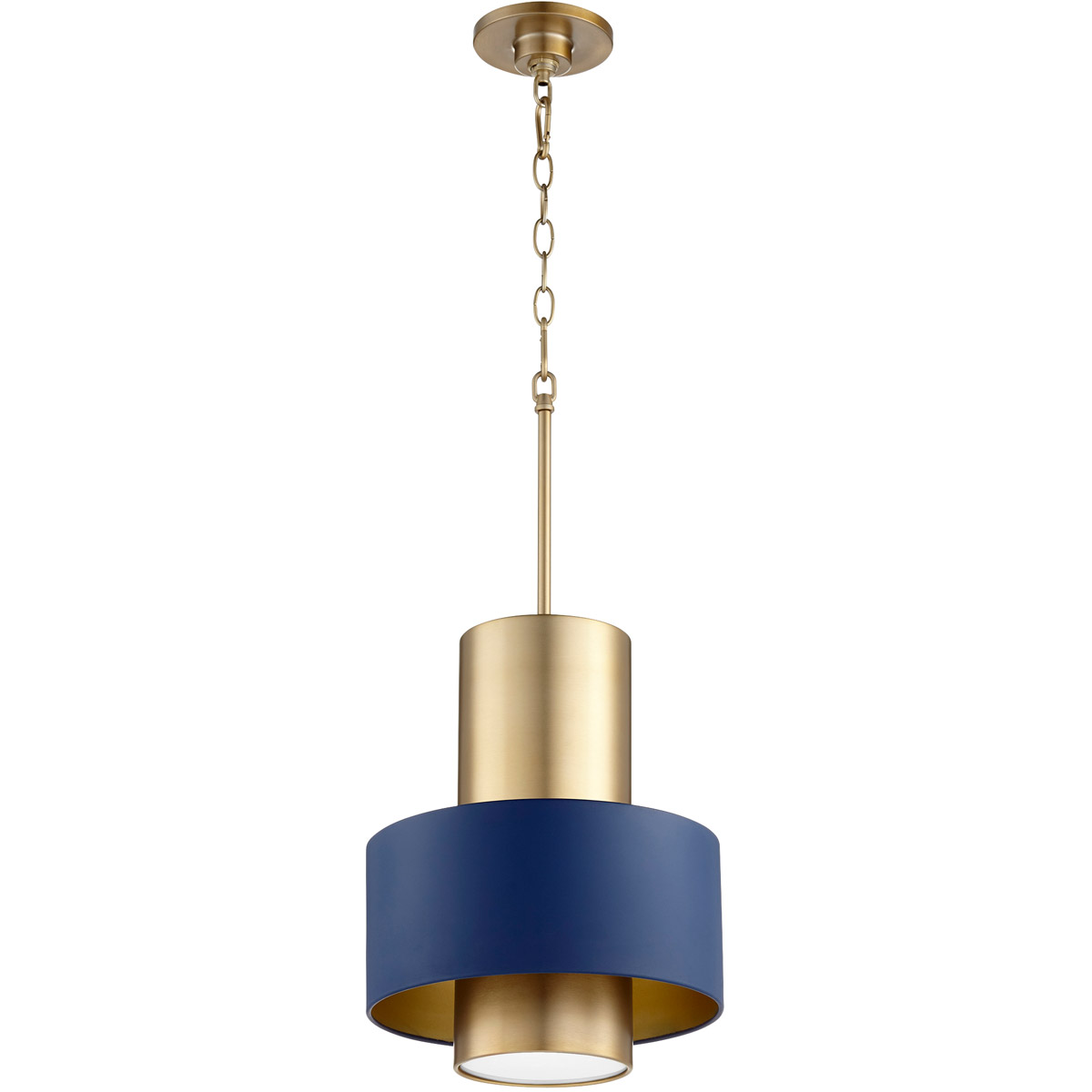 Fort Worth 1 Light 12 inch Aged Brass and Blue Pendant Ceiling Light in Aged Brass / Blue