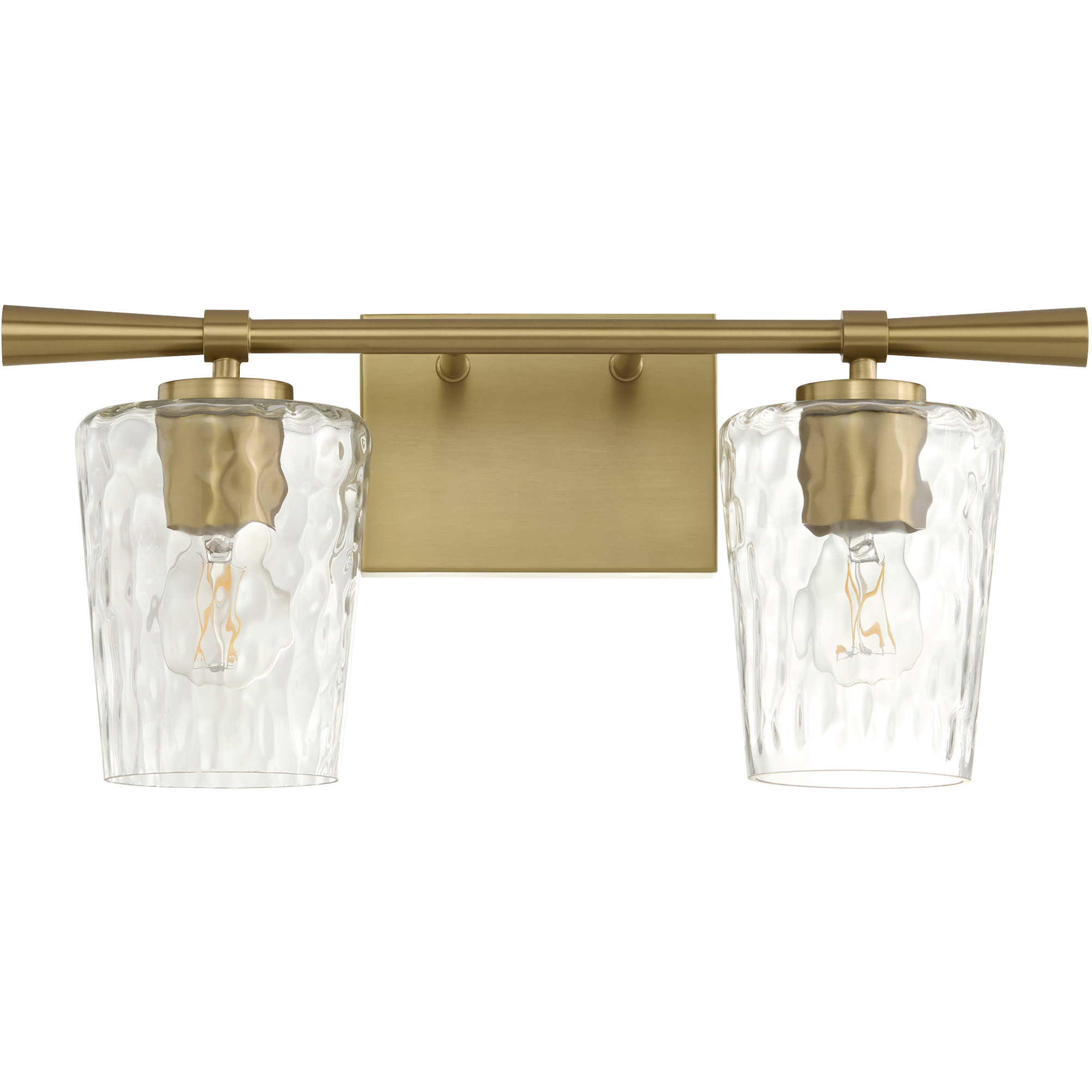 Goodwin 2 Light 19.13 inch Aged Brass Vanity Light Wall Light in Clear Hammered