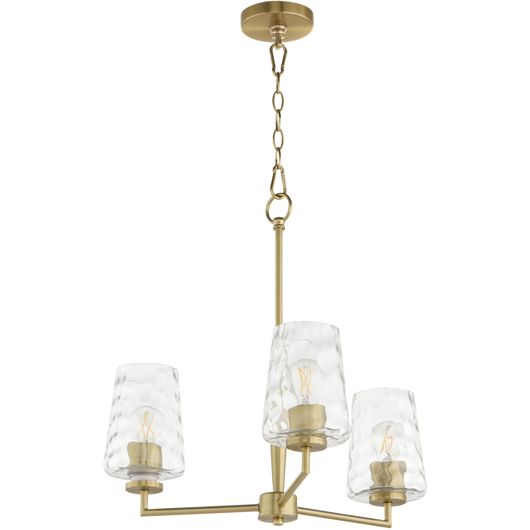Goodwin 3 Light 22 inch Aged Brass Chandelier Ceiling Light in Clear Hammered