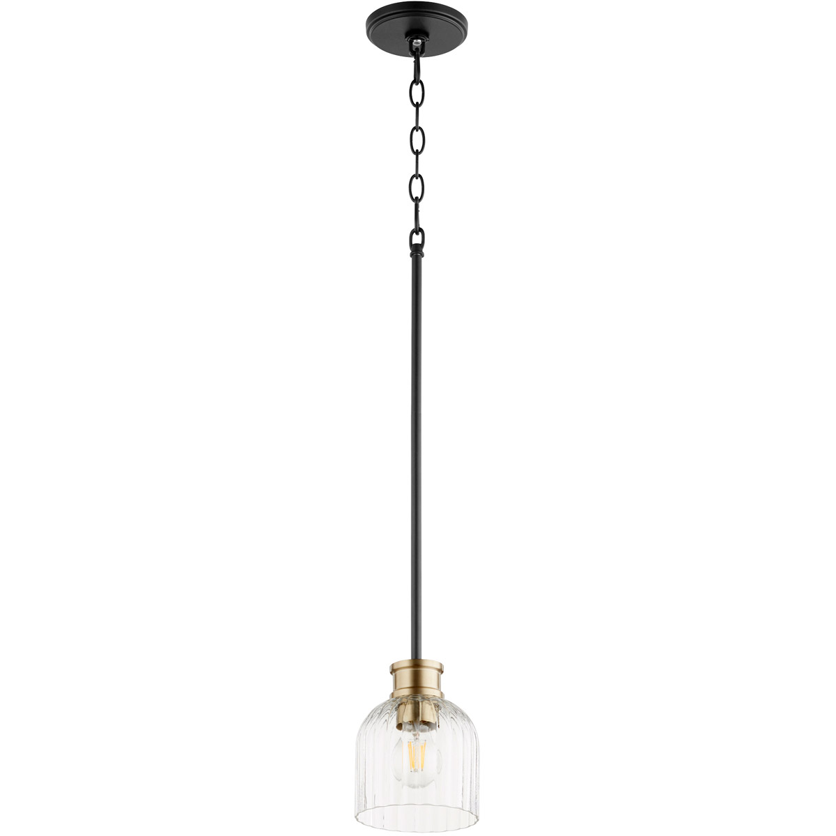 Monarch 1 Light 5.5 inch Noir and Aged Brass Pendant Ceiling Light