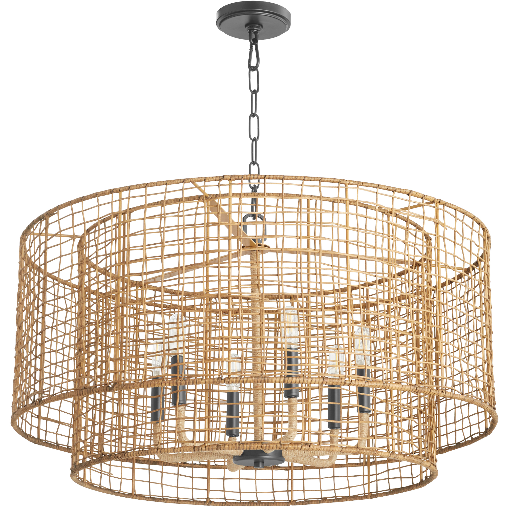 Abaca 6 Light 30 inch Matte Black Pendant Ceiling Light