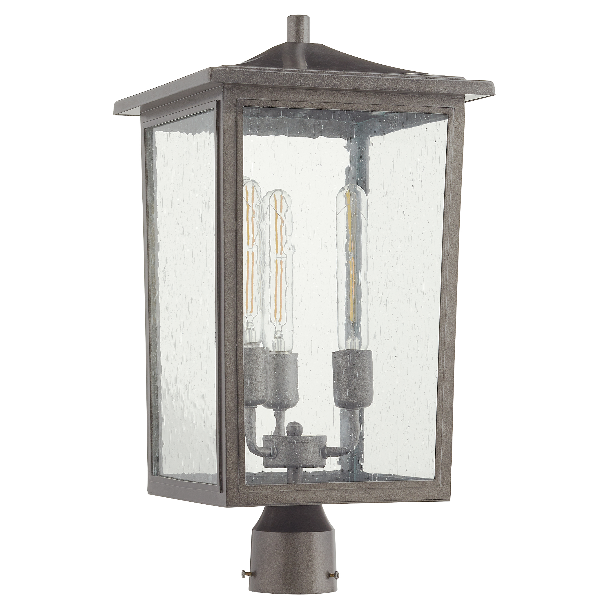 Riverside 3 Light 21.5 inch Weathered Zinc Outdoor Post Lantern