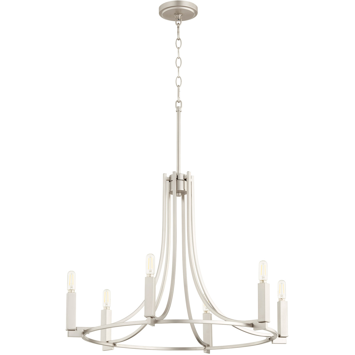 Olympus 6 Light 27 inch Satin Nickel Chandelier Ceiling Light