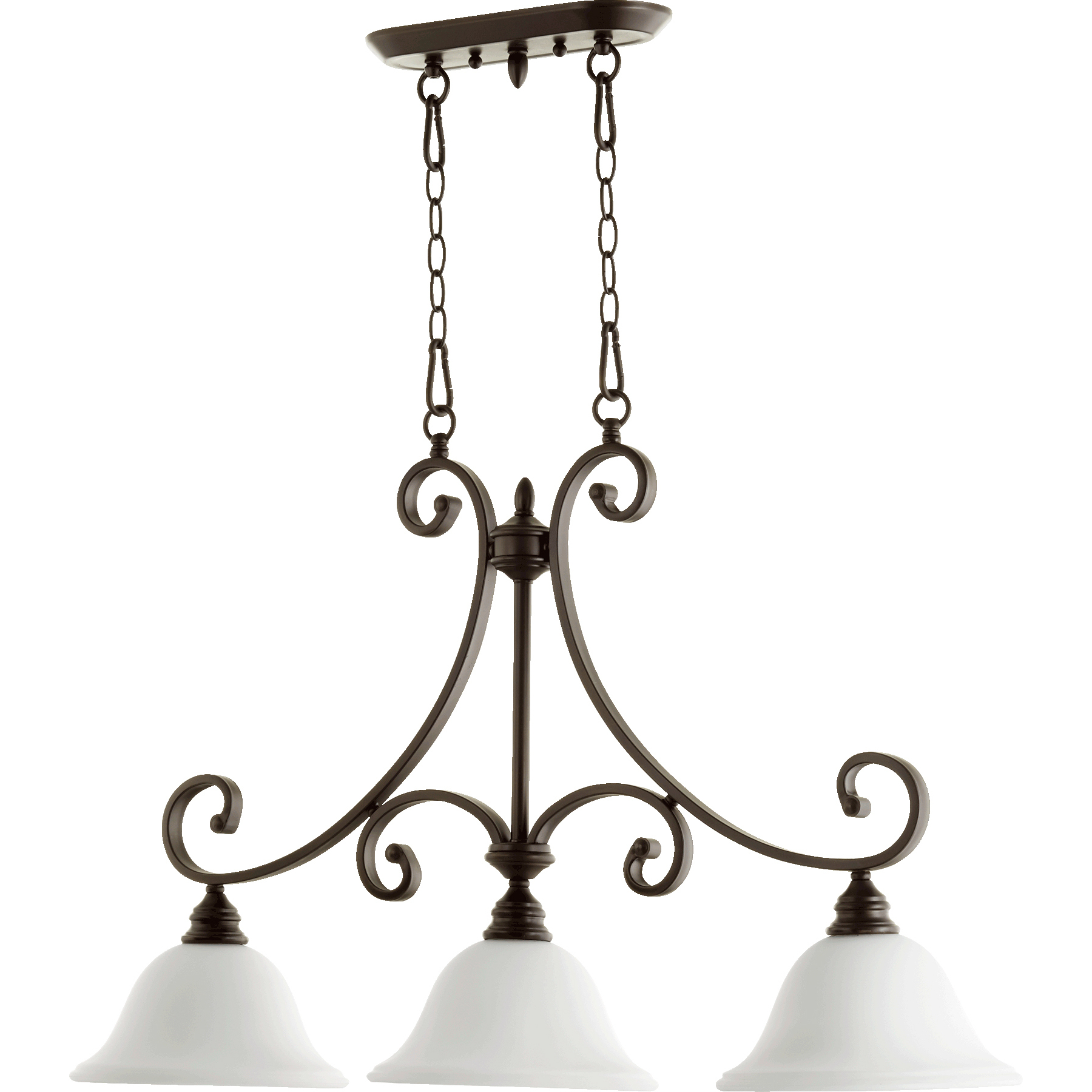 Bryant 3 Light 36 inch Oiled Bronze Island Light Ceiling Light in Satin Opal