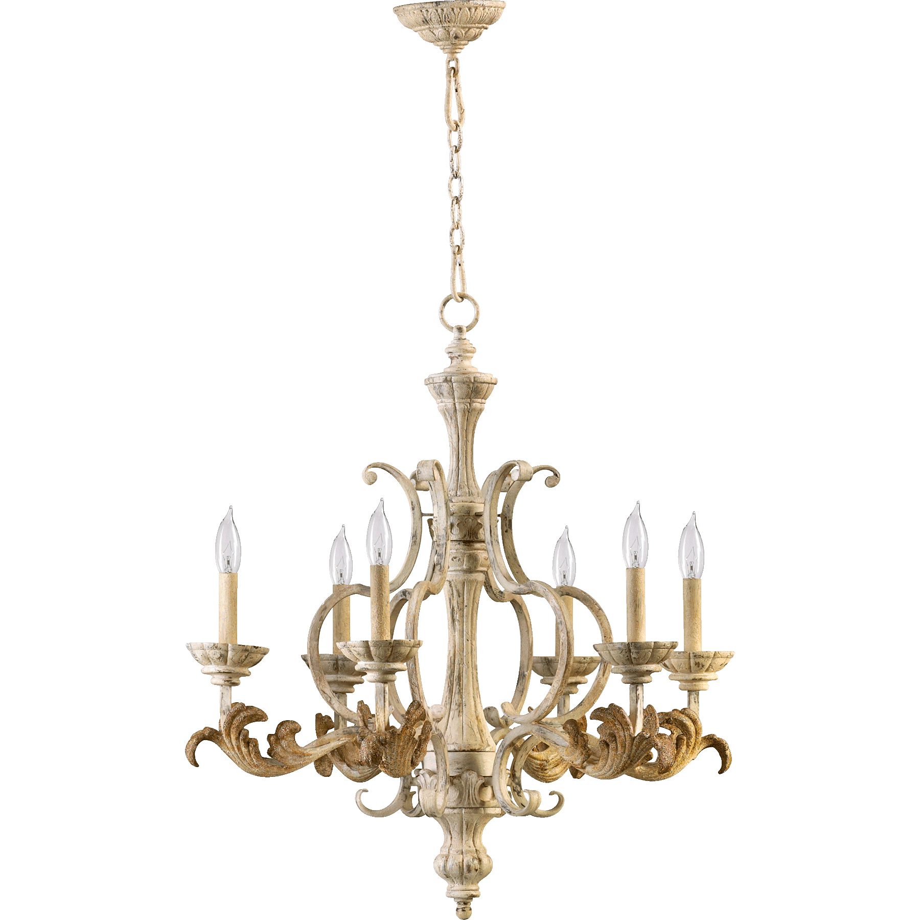 Quorum 6037 6 70 Florence 6 Light 27 inch Persian White Chandelier Ceiling Light