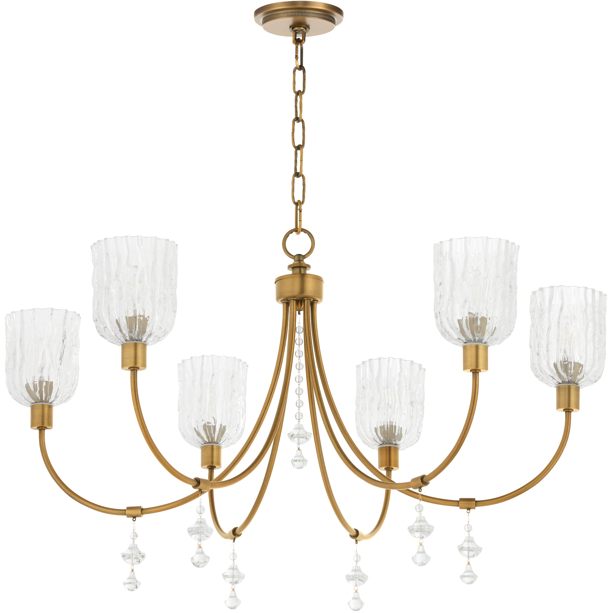 Meriam 6 Light 34.75 inch Brushed Brass Chandelier Ceiling Light