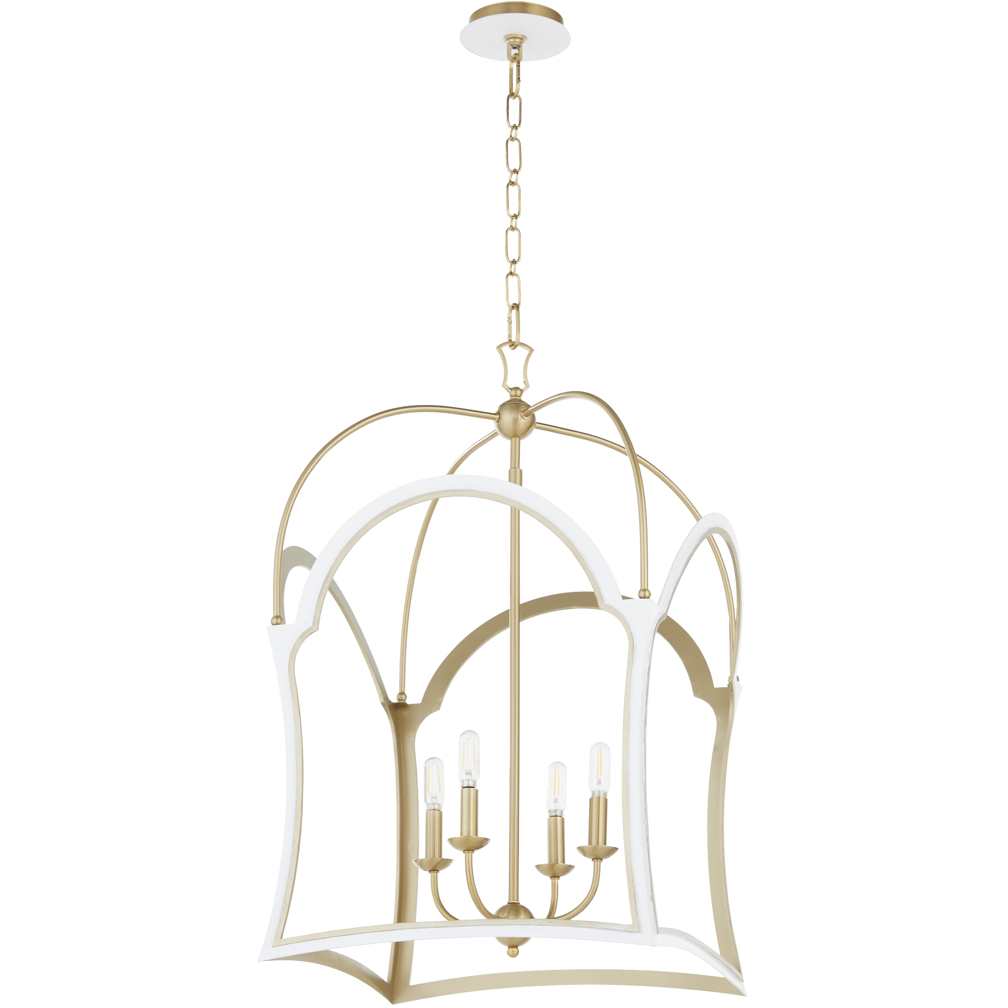 Tiffany 4 Light 21.25 inch Studio White with Aged Brass Entry Ceiling Light