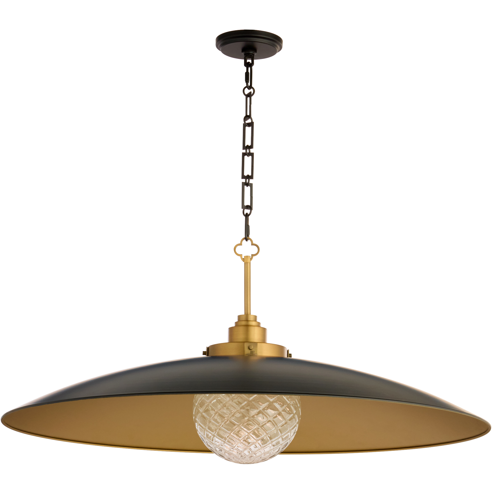 Genevieve 36 inch Matte Black/Brushed Brass Pendant Ceiling Light