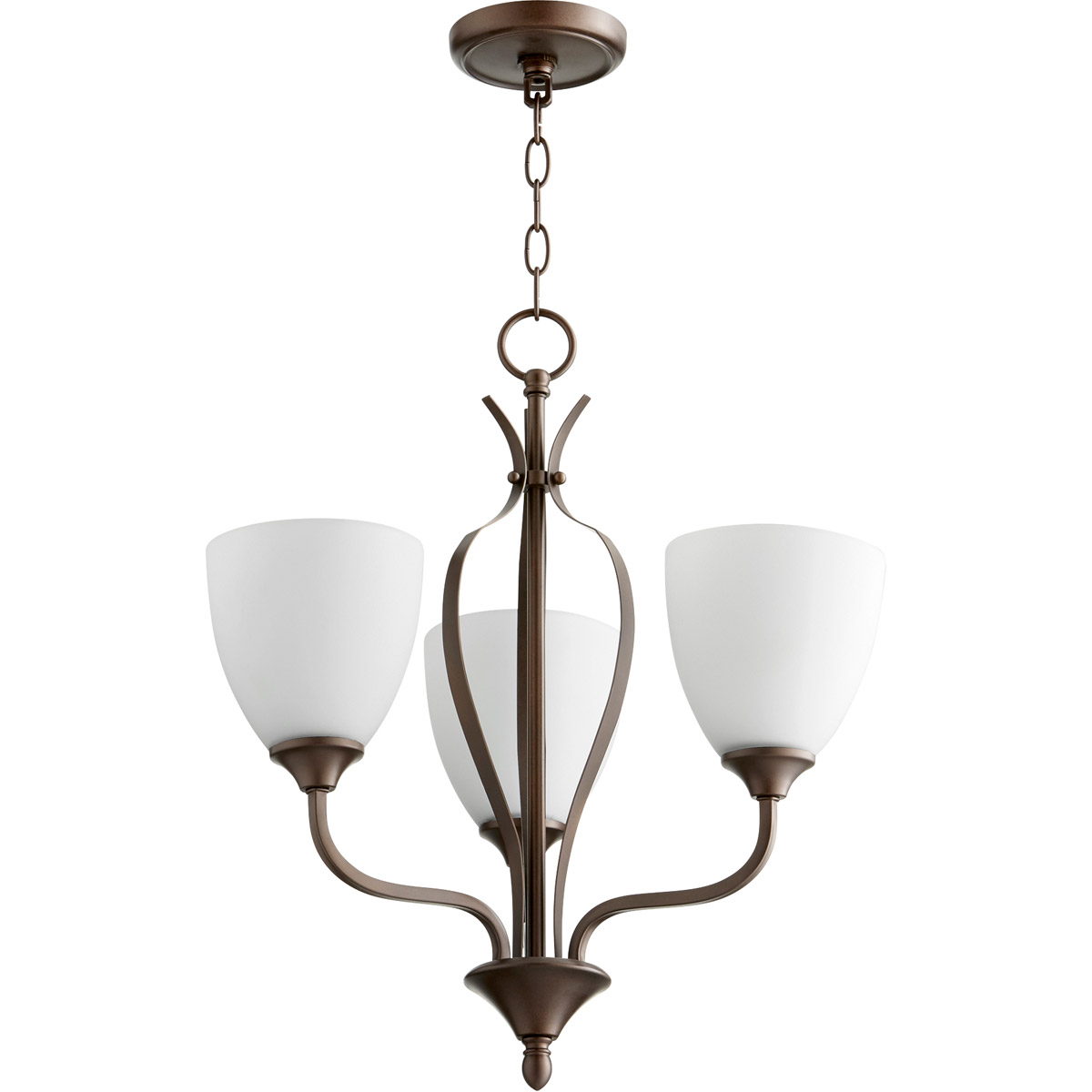 Jardin 3 Light 20 inch Oiled Bronze Mini Chandelier Ceiling Light in Satin Opal