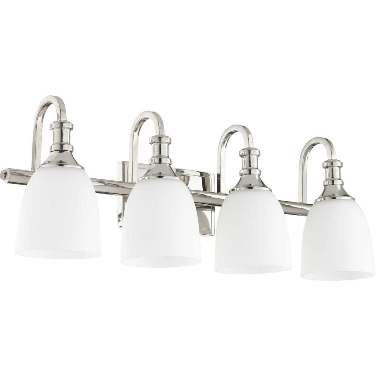 Richmond 4 Light 27.75 inch Polished Nickel Vanity Light Wall Light in Satin Opal