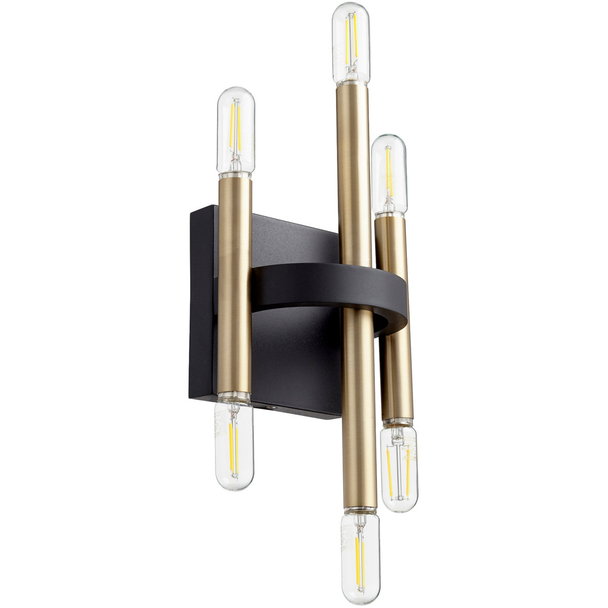 Luxe 6 Light 6.5 inch Noir with Aged Brass Wall Mount Wall Light