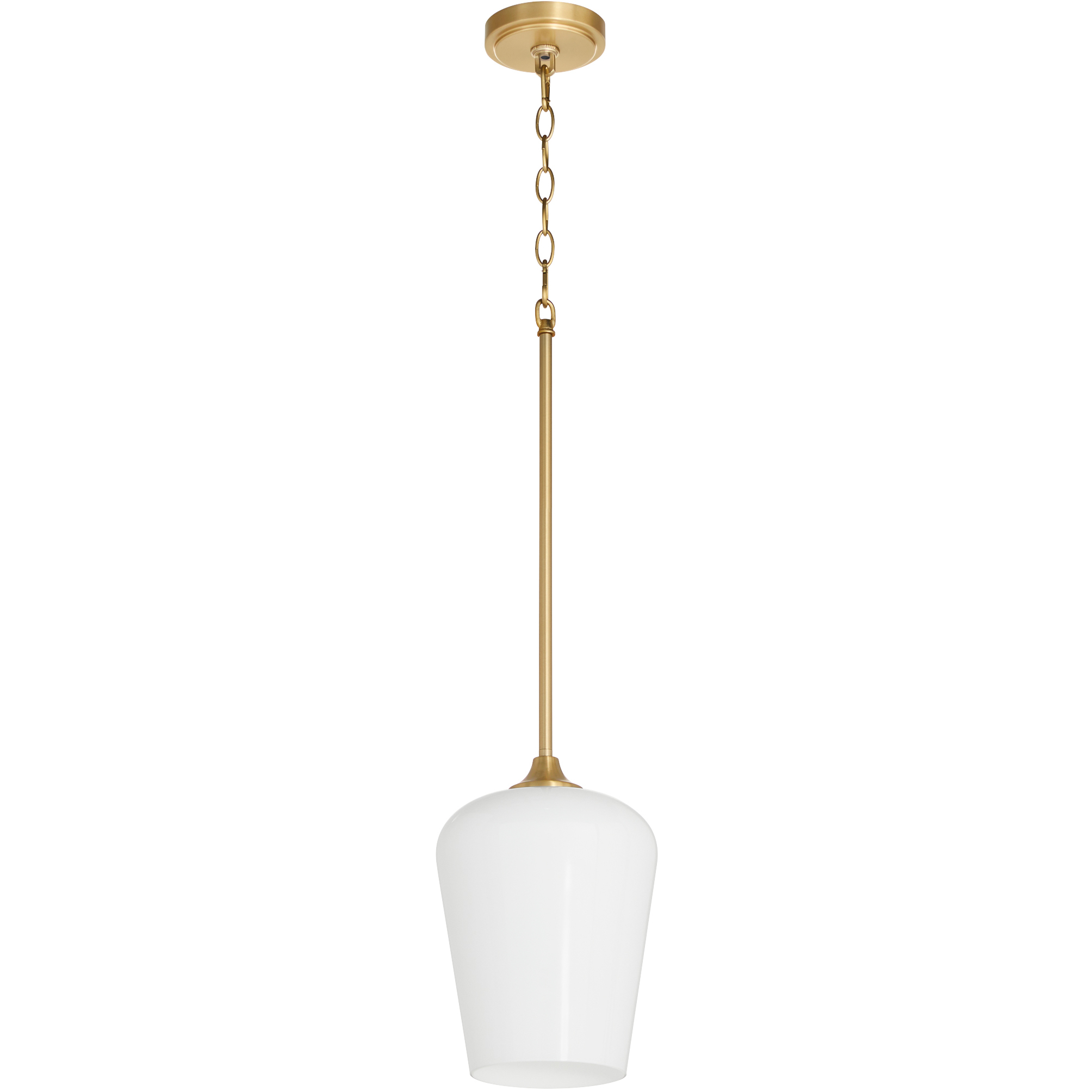 Raymond 8 inch Aged Brass Pendant Ceiling Light in Opal