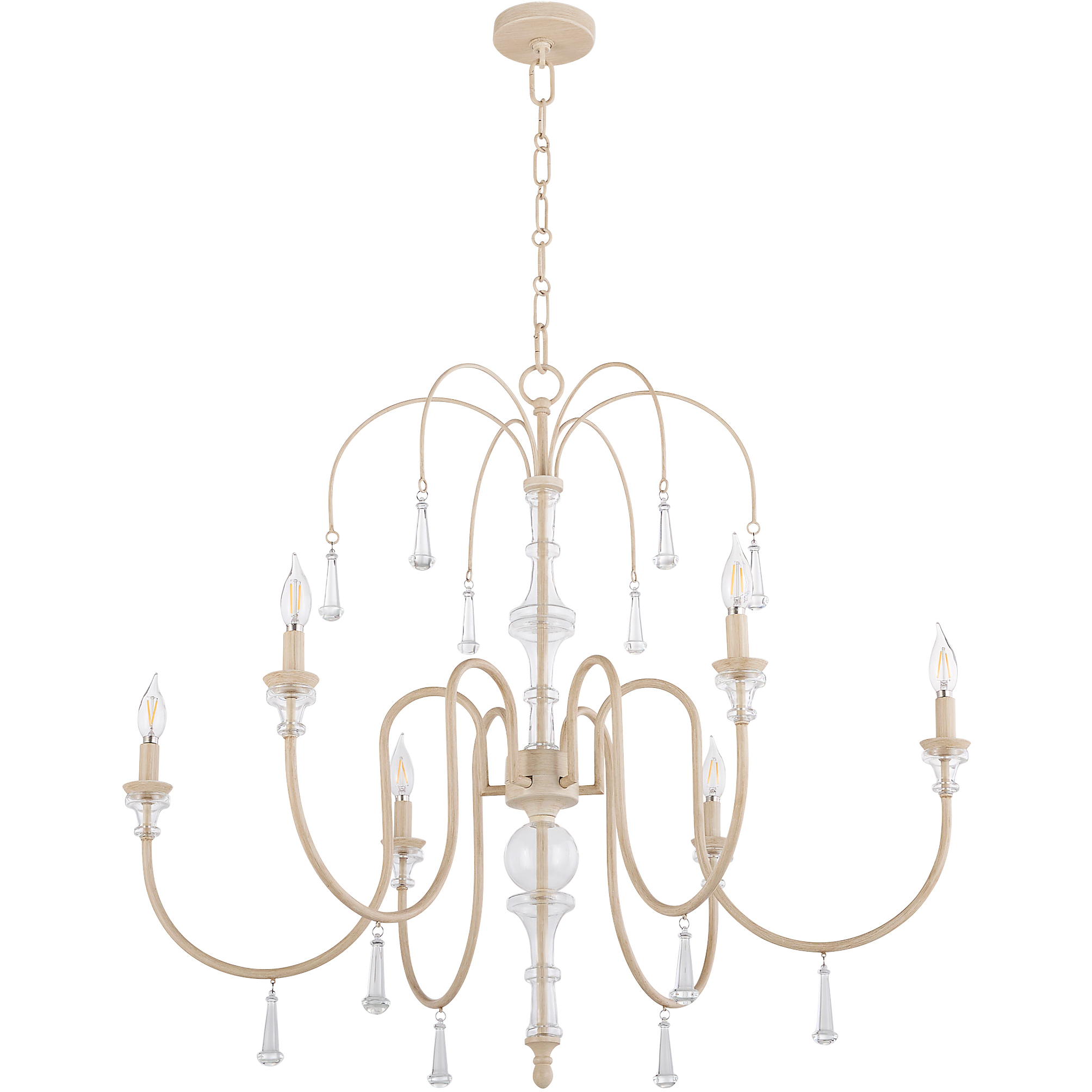 Clasica 6 Light 36 inch Washed Oak Chandelier Ceiling Light
