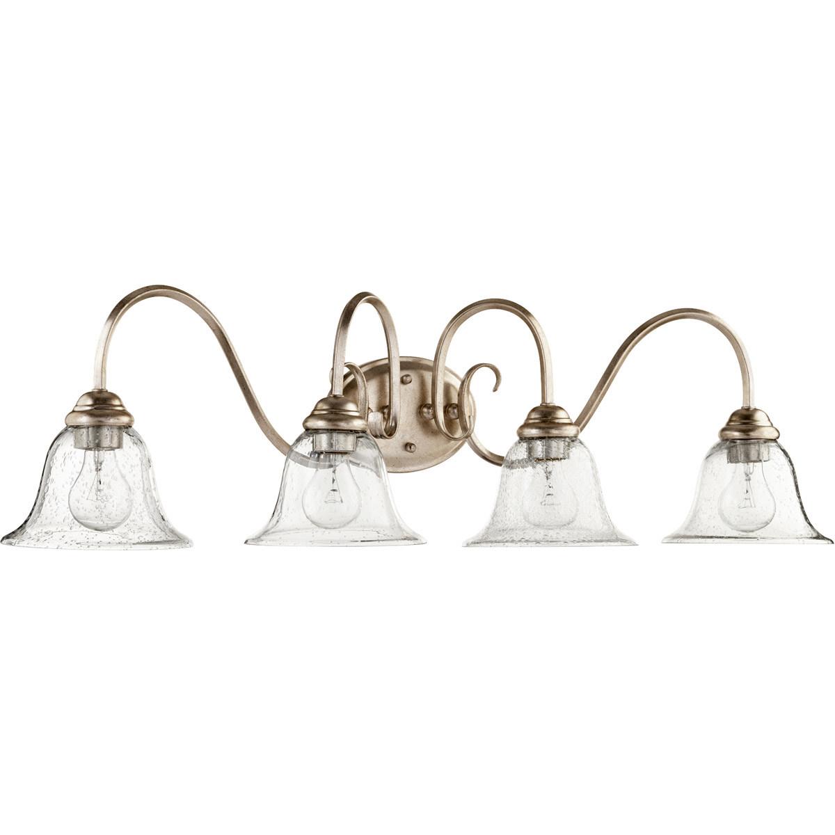 Spencer 4 Light 34 inch Aged Silver Leaf Vanity Light Wall Light, Clear Seeded
