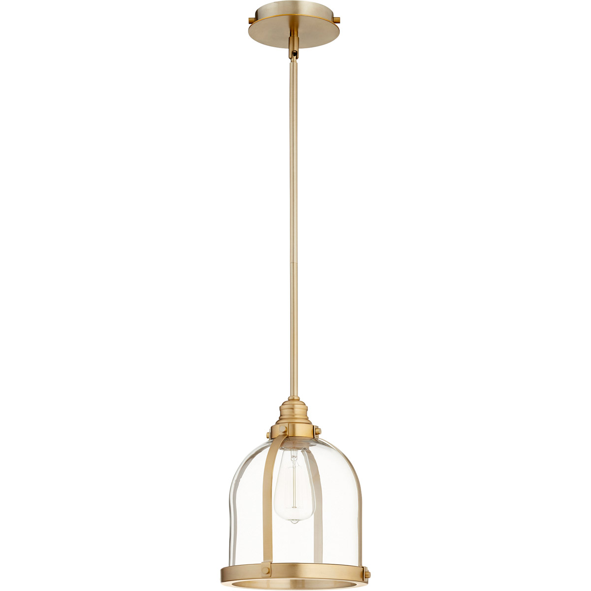 Banded Dome 1 Light 9.5 inch Aged Brass Mini Pendant Ceiling Light