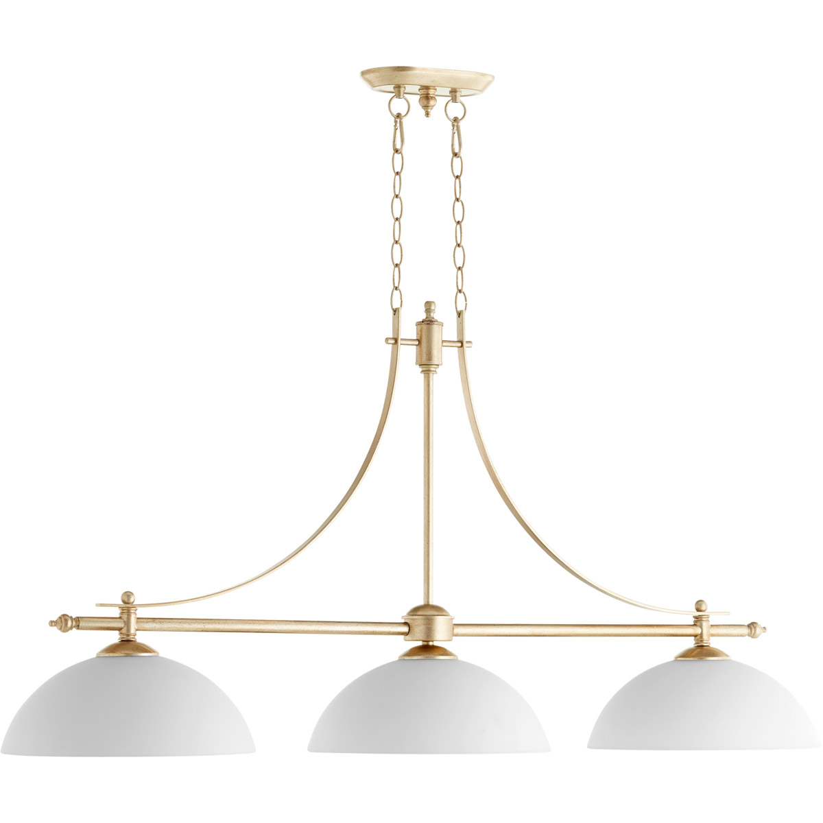Aspen 3 Light 48.25 inch Aged Silver Leaf Island Light Ceiling Light