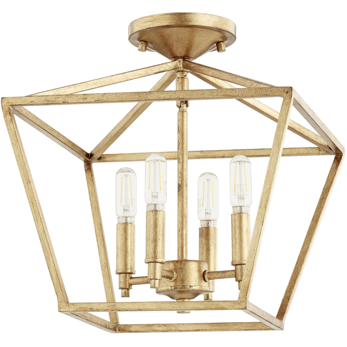 Quorum 3041374 Gabriel 4 Light 13 inch Gold Leaf Semi Flush Mount
