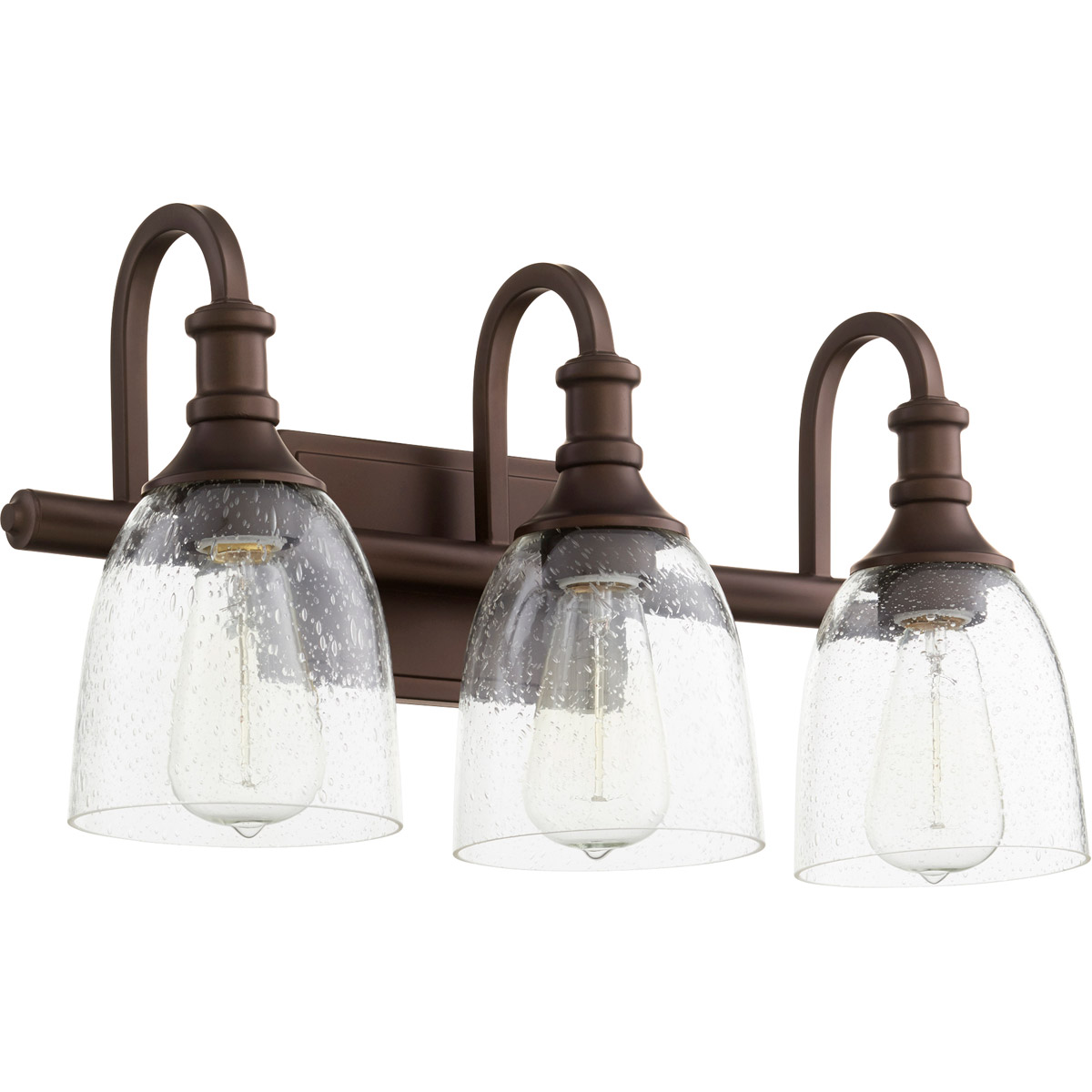 Quorum 5011 3 186 Richmond 3 Light 20 inch Oiled Bronze Vanity Light Wall Light in Clear Seeded