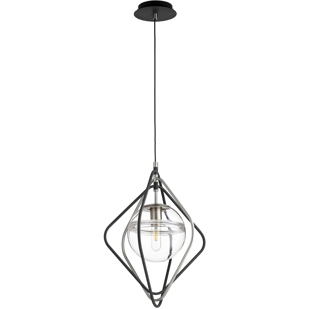Fort Worth 1 Light 18.5 inch Noir and Satin Nickel Pendant Ceiling Light