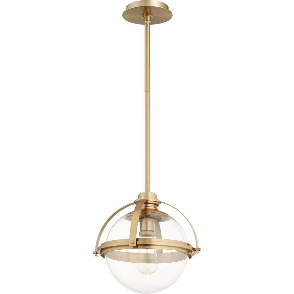 Meridian 1 Light 12.5 inch Aged Brass Pendant Ceiling Light