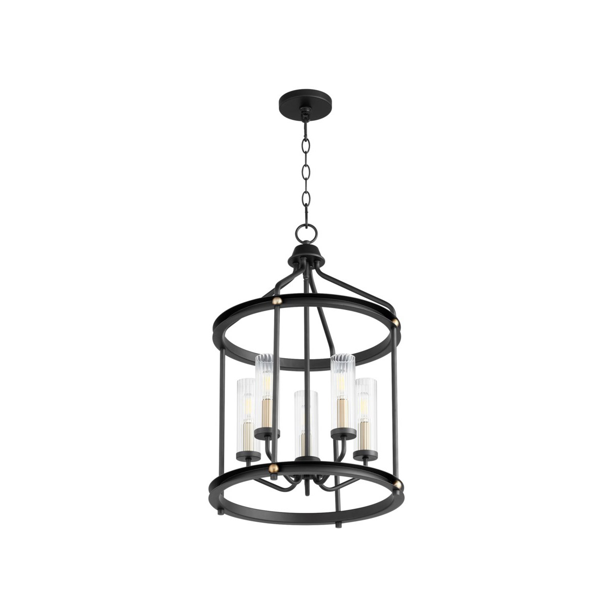 Quorum 82956980 Empire 5 Light 16 inch Noir with Aged Brass Entry