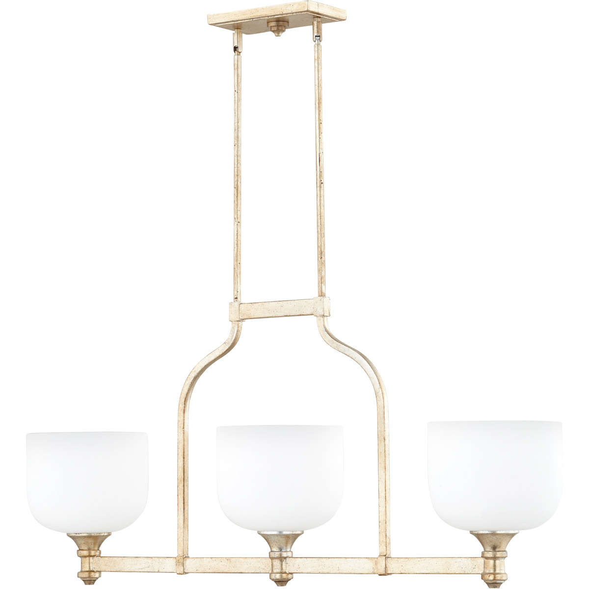 Richmond 3 Light 38 inch Aged Silver Leaf Island Light Ceiling Light
