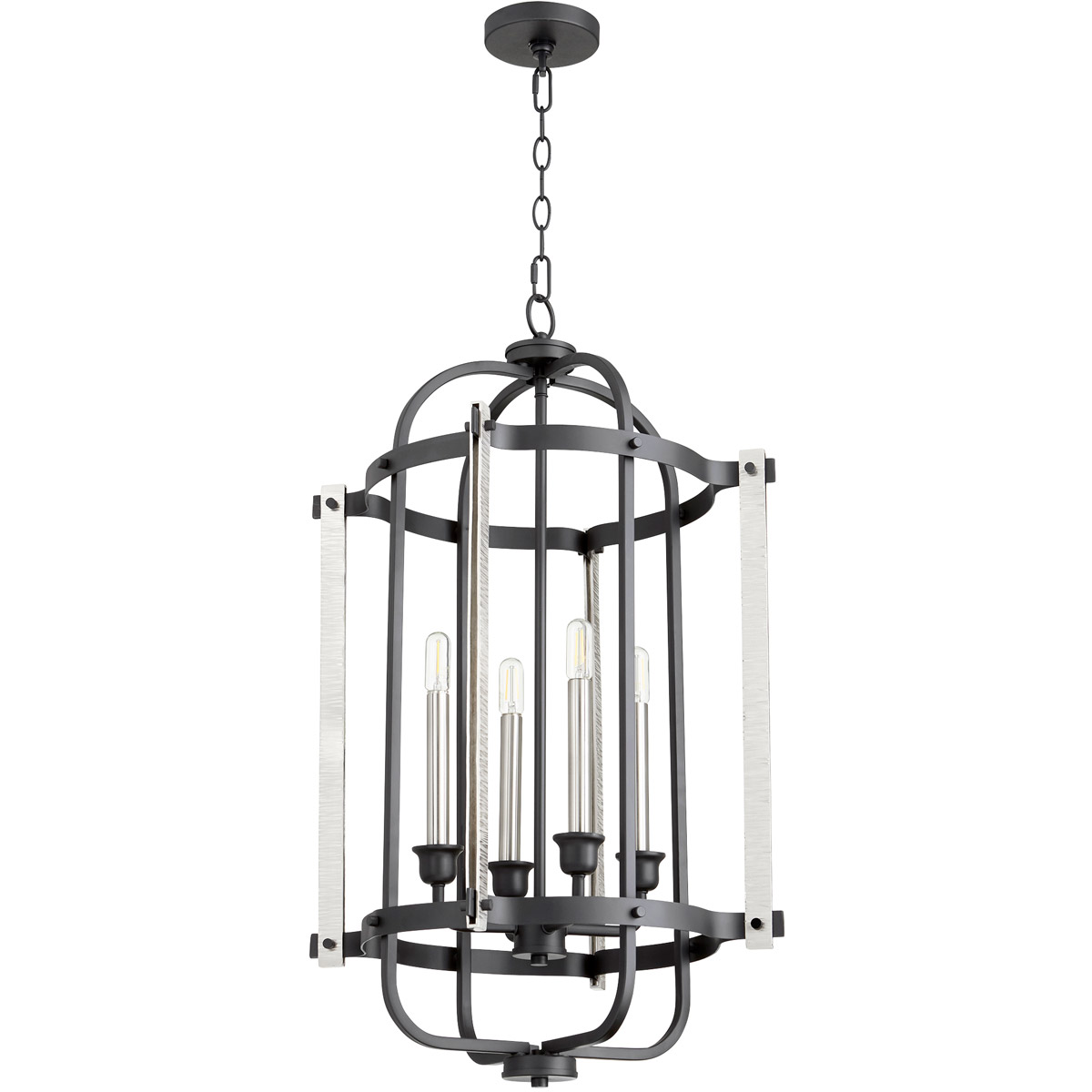 Two Tone 4 Light 16.5 inch Noir Mini Chandelier Ceiling Light