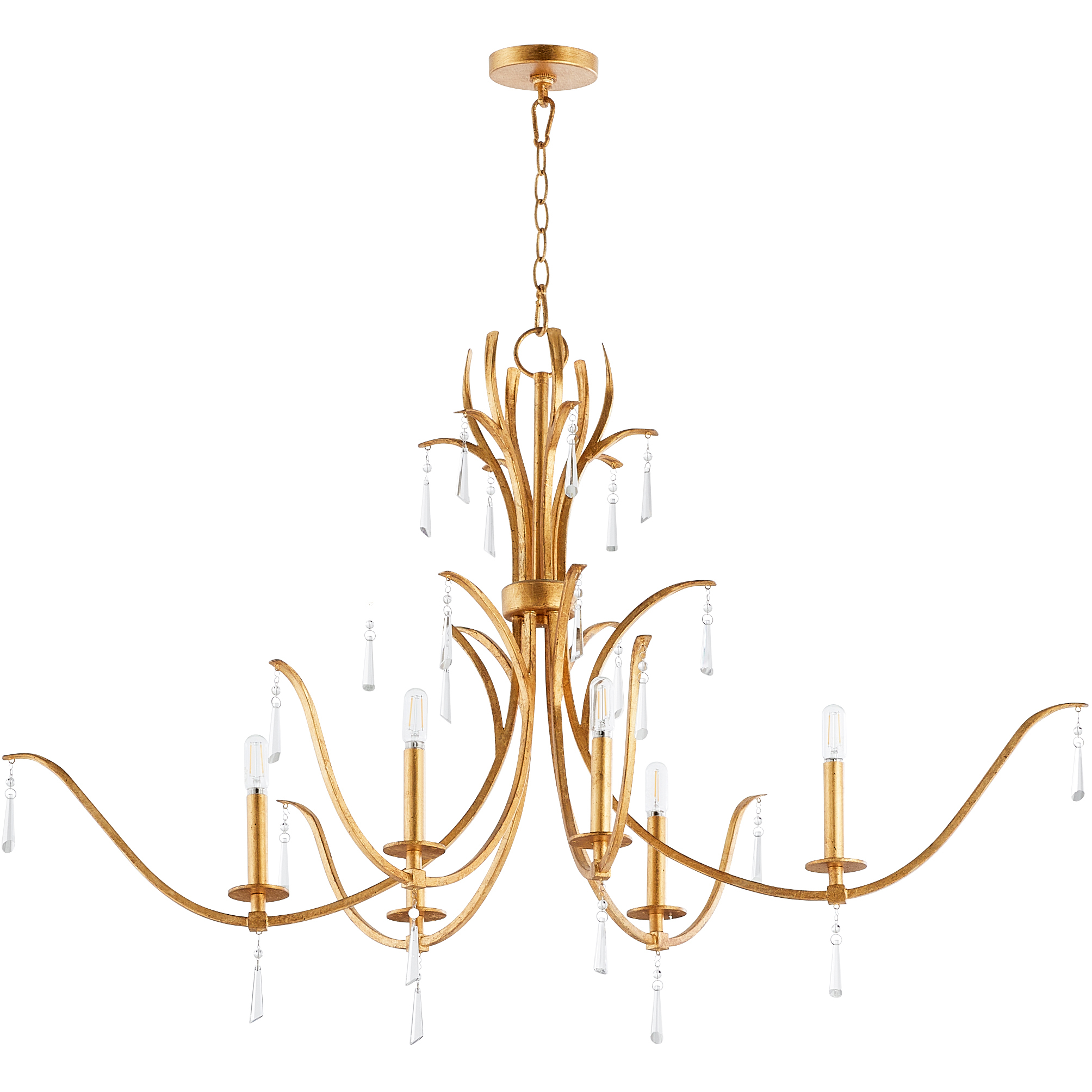 Majesty 6 Light 22.5 inch Gold Leaf Chandelier Ceiling Light